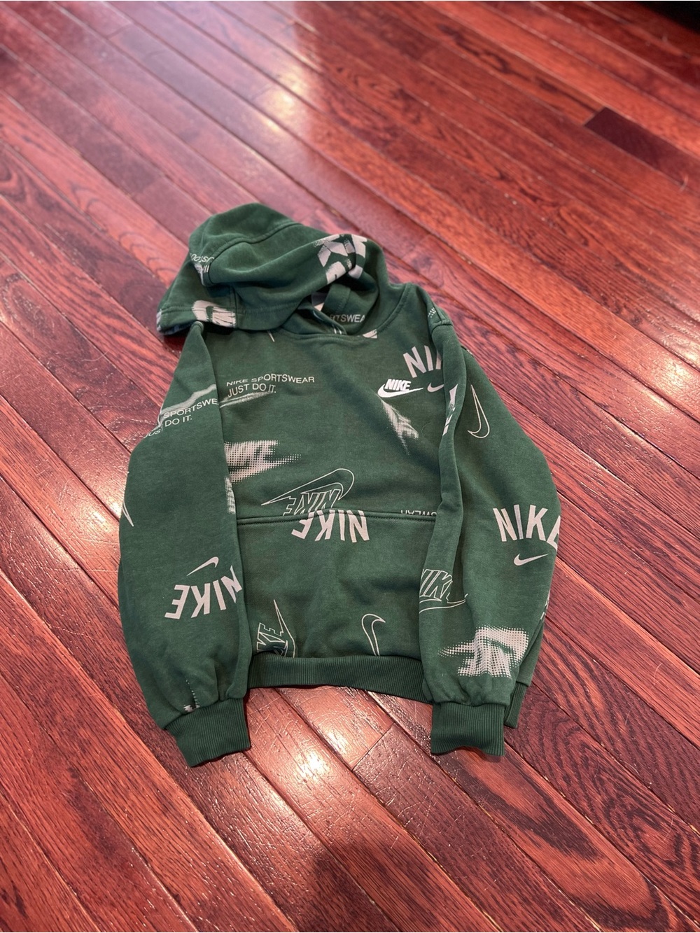 Nike Green Hoodie with White Logo Prints
